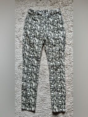 Good American brown and cream snake print jeans